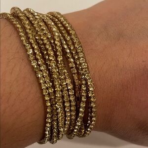 Elegant Gold Crystal Bracelet Set